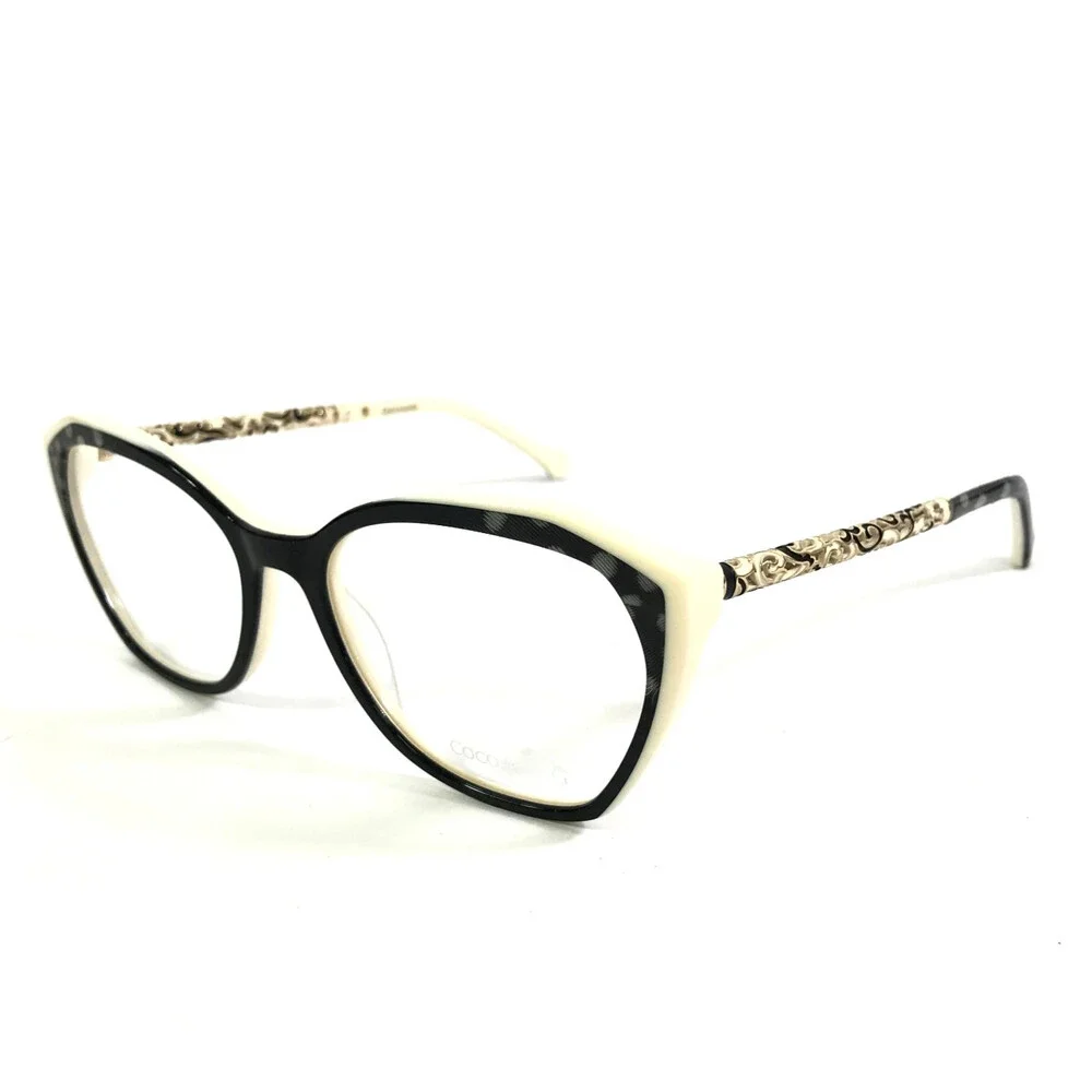 Coco Song Eyeglasses Frames VELVET MOON Col. 1 Black Ivory Gold Detail 55-18-140